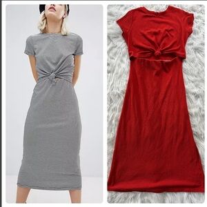 Emory Park Midi T-Shirt Dress With Tie Front Size Large